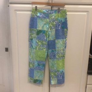 Lilly Pulitzer Lavender, Green & Blue Floral Capris